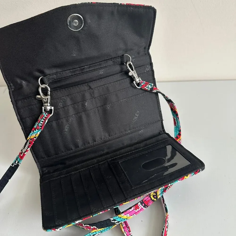 Vera Bradley Parisian Paisley Strap Wallet Removable Crossbody Bag Large Clutch - Picture 5 of 6